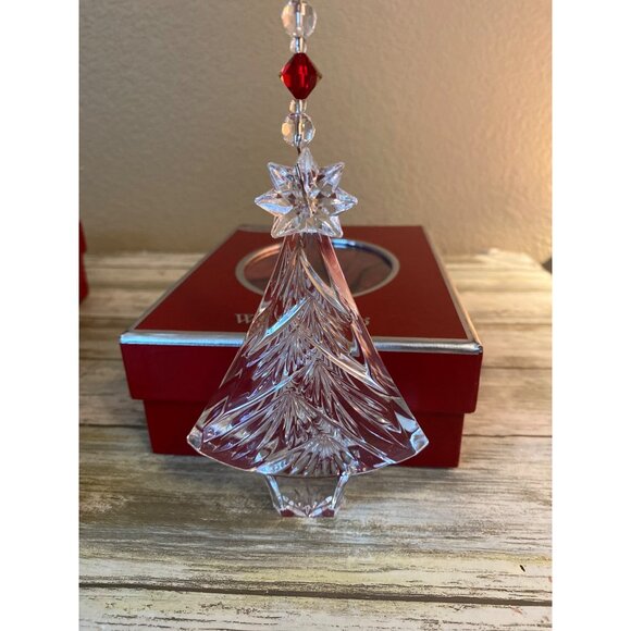 Vintage Waterford Crystal Ornament Lot – Nativity Arch, Ruby Angel, Christmas Tr - Picture 4 of 13